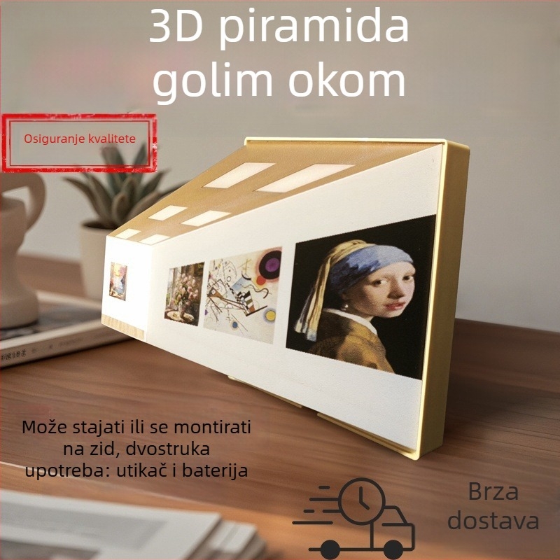 3D vizualna noćna svjetiljka za zid, geometrijska zidna svjetiljka, bez bušenja, akril
