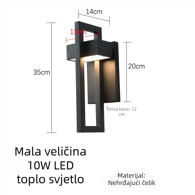 Vanjska vodootporna zidna svjetiljka od nehrđajućeg čelika, moderni minimalistički dizajn, za vrata, dvorište, hodnik i balkon, otporna na insekte