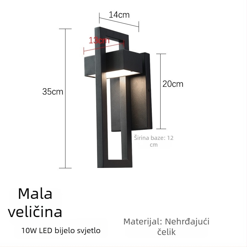 Vanjska vodootporna zidna svjetiljka od nehrđajućeg čelika, moderni minimalistički dizajn, za vrata, dvorište, hodnik i balkon, otporna na insekte