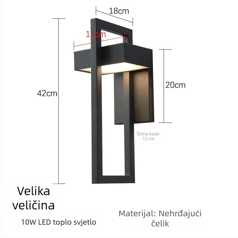 Vanjska vodootporna zidna svjetiljka od nehrđajućeg čelika, moderni minimalistički dizajn, za vrata, dvorište, hodnik i balkon, otporna na insekte