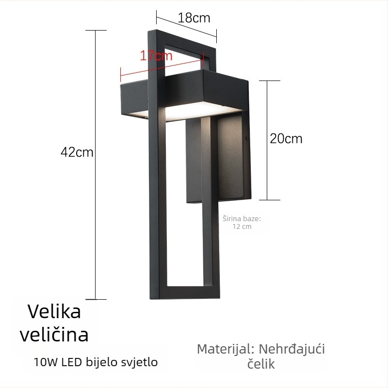 Vanjska vodootporna zidna svjetiljka od nehrđajućeg čelika, moderni minimalistički dizajn, za vrata, dvorište, hodnik i balkon, otporna na insekte