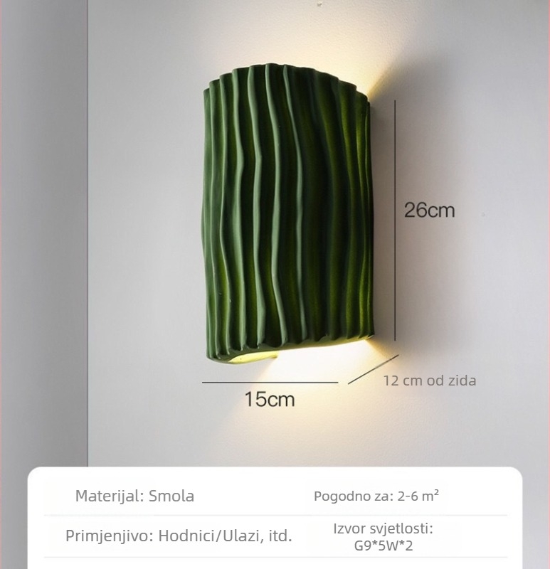 Nordijska moderna minimalistička zidna lampa od smole za spavaću sobu, hodnik i dnevni boravak – stil wabi-sabi