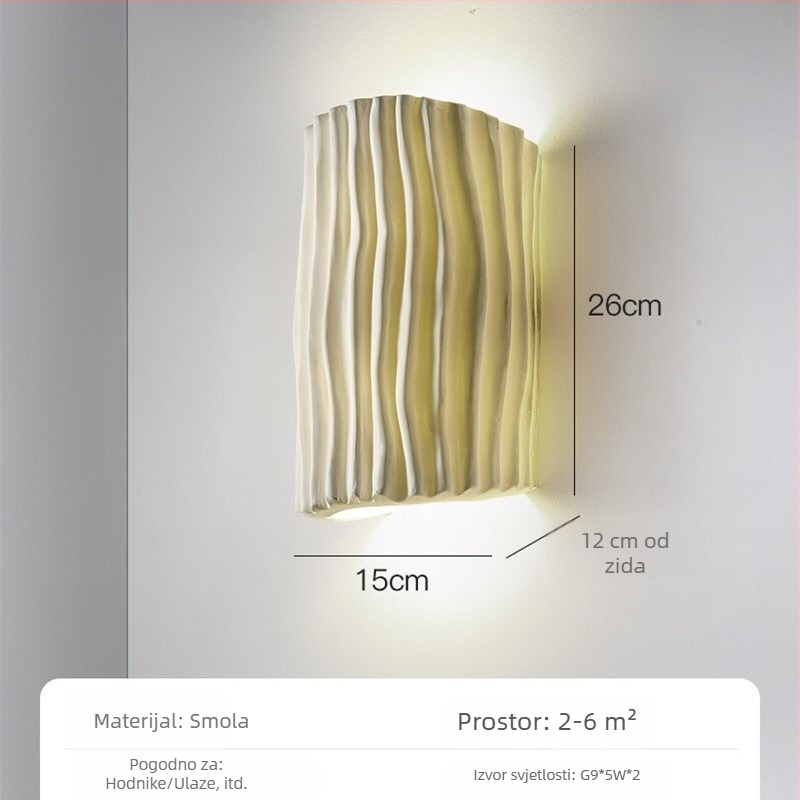 Nordijska moderna minimalistička zidna lampa od smole za spavaću sobu, hodnik i dnevni boravak – stil wabi-sabi