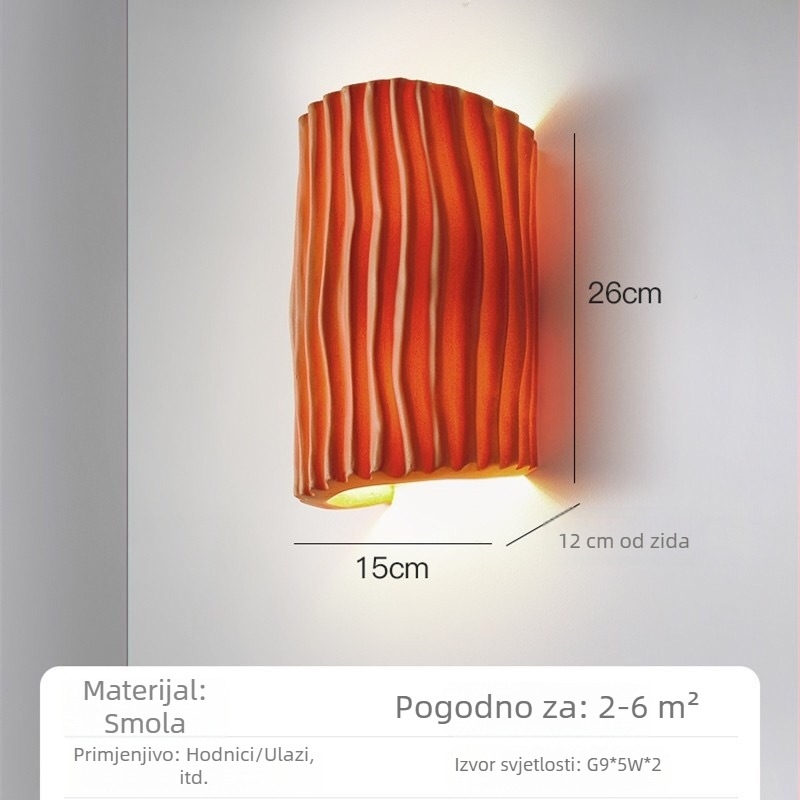 Nordijska moderna minimalistička zidna lampa od smole za spavaću sobu, hodnik i dnevni boravak – stil wabi-sabi