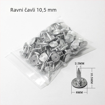 Set metalnih spojnih elemenata za odjeću: navojni ekseri, ravni ekseri, aluminijski ekseri, riveti za traperice, gumbi i dekorativni riveti