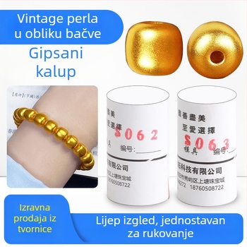 Vintage cilindrična gip ploča za perle – čvrste perle zlatne i srebrne za izradu nakita, DIY komplet za perle i alati za pozlaćivanje