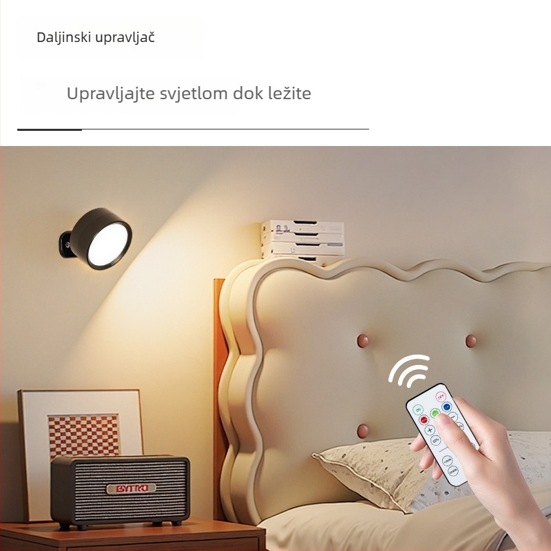 Magnetska zidna svjetiljka za spavaću sobu i stubište – LED noćna lampica, bez žica, bežično punjenje, 2000 mAh baterija