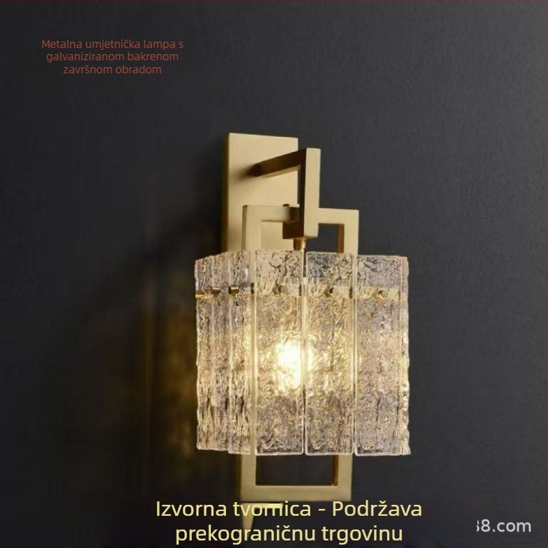 Stenska svjetiljka s vodnim valovima – postmoderni luksuz, retro minimalistički stil, staklena rasvjeta za blagovaonicu i spavaću sobu