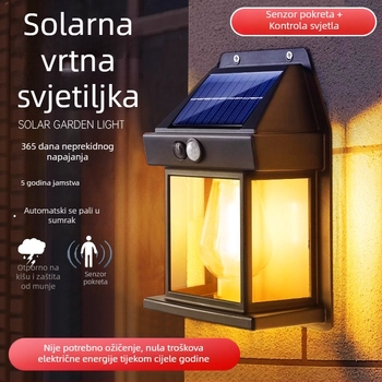 Vanjska vodootporna zidna lampa na solarnu energiju za dvorište, vrt i ulaz vile, sa senzorom pokreta