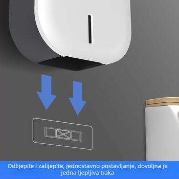 Zidni držač za velike role toaletnog papira za hotelske kupaonice, bez bušenja, za javne toalete