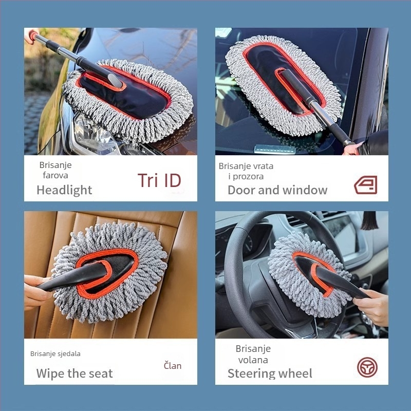Četka za pranje automobila koja ne grebe lak, sigurna za vosak, produživa mop za čišćenje s mikrovlaknom krpom