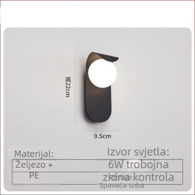 Zidna lampa u modernom nordijskom minimalističkom stilu – noćna svjetiljka za spavaću sobu, dekorativna zidna rasvjeta za dnevni boravak, hodnik i ured.