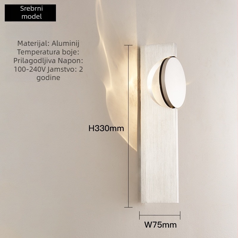 Aluminijska zidna svjetiljka u nordijskom stilu, moderni minimalistički dizajn s valovitim uzorkom, za hodnik i spavaću sobu