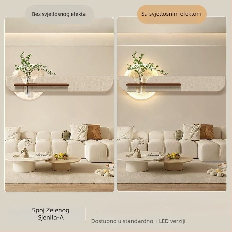 Krem stil: ukrasna zidna slika za dnevni boravak s hidroponičkim biljkama, DIY aranžman cvijeća, horizontalni prikaz s mjesečnom zidnom lampom i ploča od pješčenjaka za vješanje