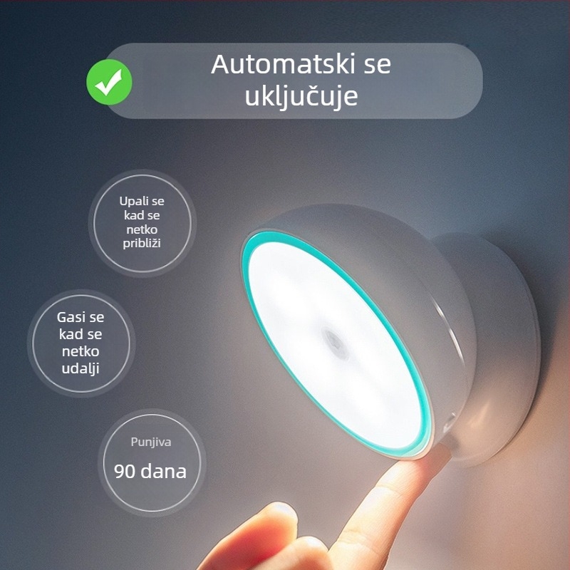 LED noćna lampica za spavaću sobu i hodnik, zidna lampa s USB punjenjem i senzorom pokreta