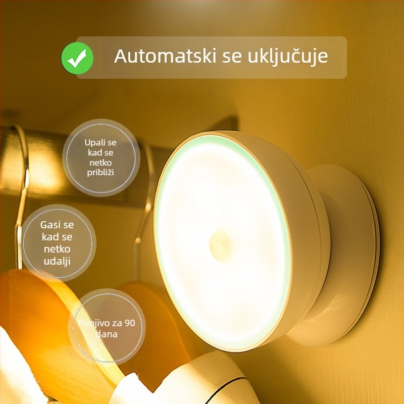LED noćna lampica za spavaću sobu i hodnik, zidna lampa s USB punjenjem i senzorom pokreta