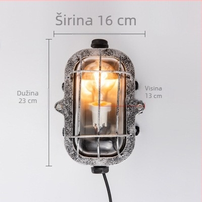 Američka retro industrijska zidna svjetiljka sa staklenim tijelom, eksplozijski otporna, za vile i vanjske hodnike
