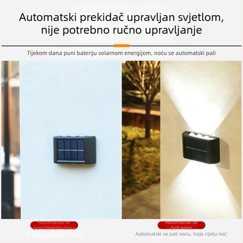 Solarna zidna svjetiljka s dvostrukom glavom, vodootporna, za balkon, vanjsko osvjetljenje koje svijetli prema gore i dolje.