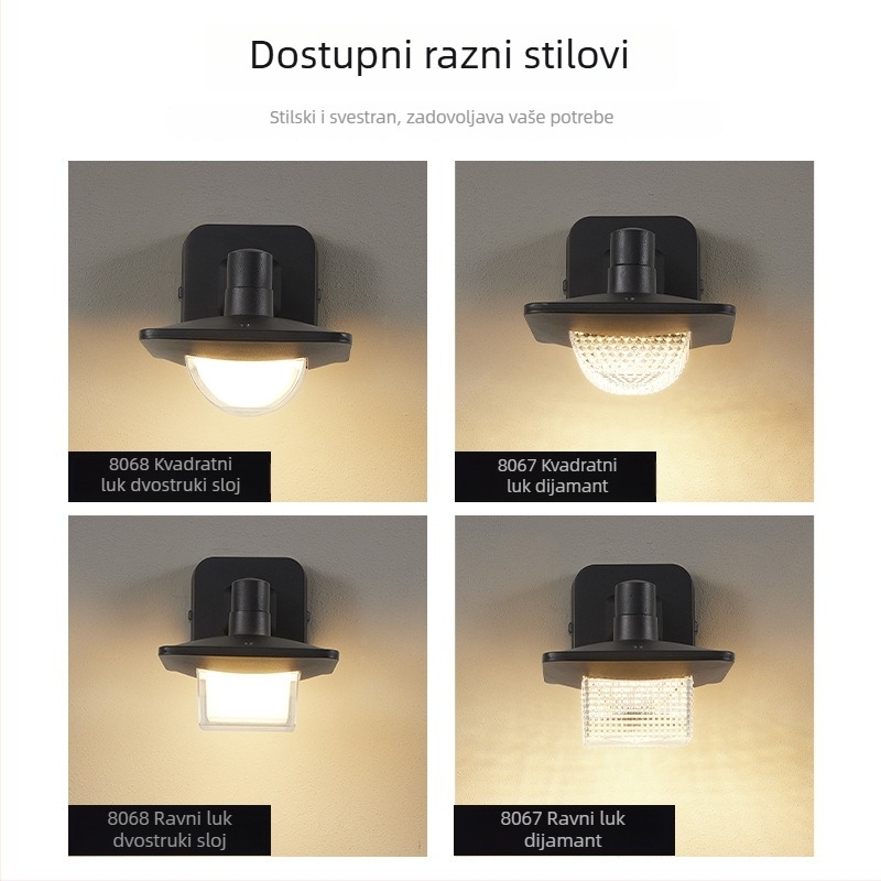 LED vanjska vodootporna zidna svjetiljka za vanjske i unutarnje uporabe – aluminij, IP65, 170×150×230 mm, zidni montažni, luksuzan dizajn