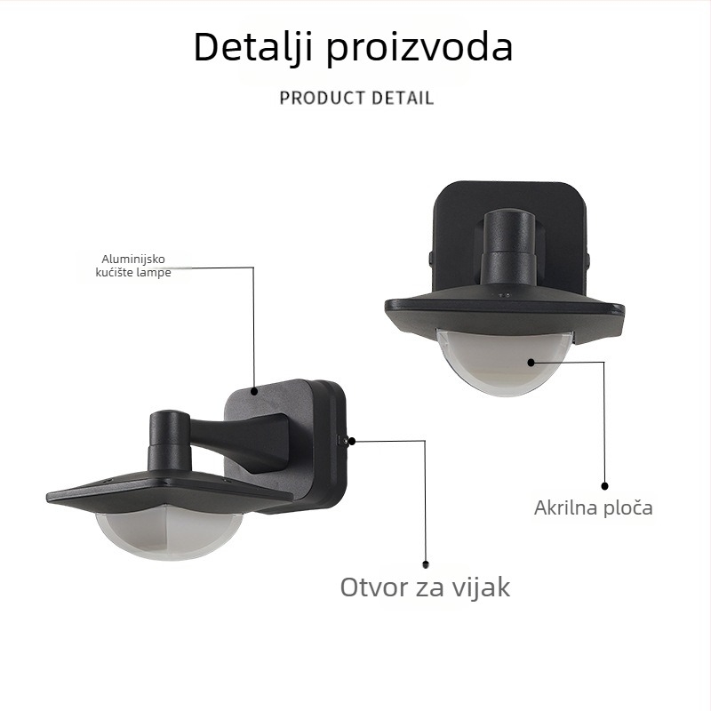 LED vanjska vodootporna zidna svjetiljka za vanjske i unutarnje uporabe – aluminij, IP65, 170×150×230 mm, zidni montažni, luksuzan dizajn