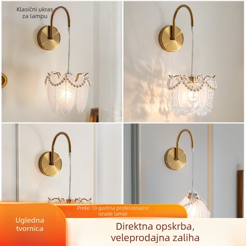 Zidna LED svjetiljka u francuskom stilu, luksuzni minimalistički dizajn za glavnu spavaću sobu, dnevnu sobu i radnu sobu, nordijski kreativni dizajn