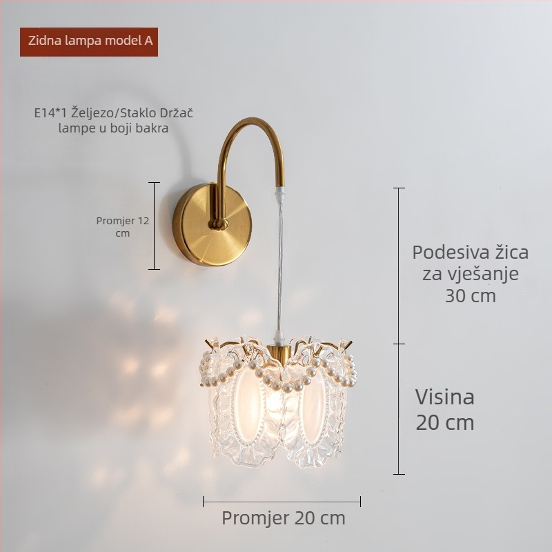 Zidna LED svjetiljka u francuskom stilu, luksuzni minimalistički dizajn za glavnu spavaću sobu, dnevnu sobu i radnu sobu, nordijski kreativni dizajn