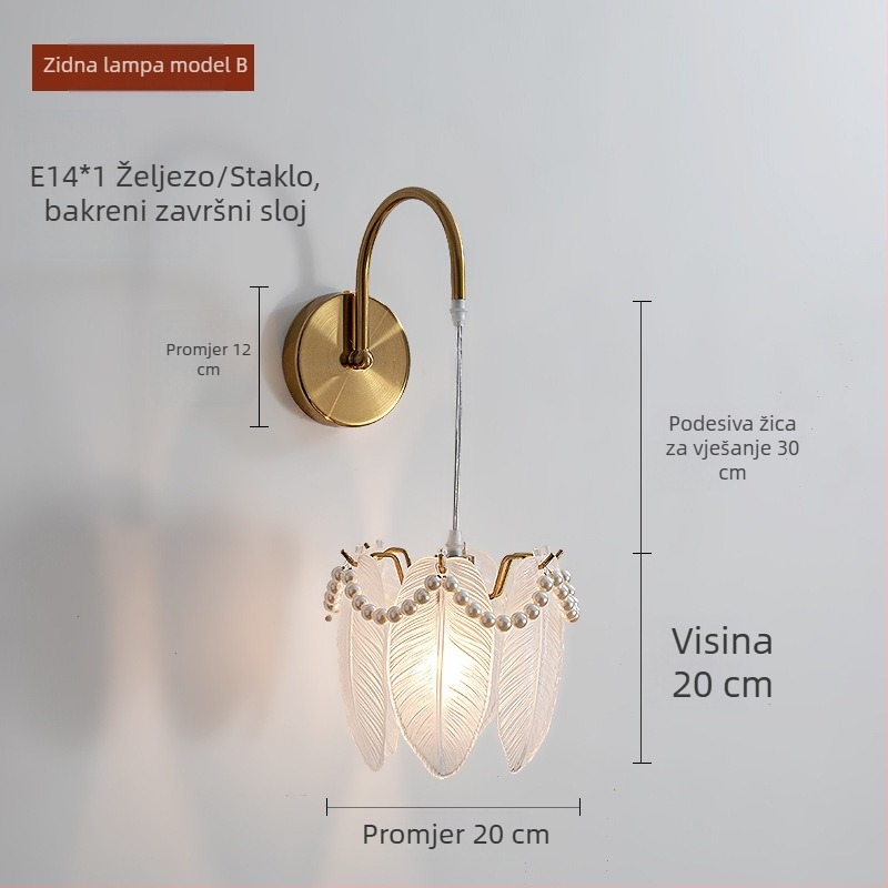 Zidna LED svjetiljka u francuskom stilu, luksuzni minimalistički dizajn za glavnu spavaću sobu, dnevnu sobu i radnu sobu, nordijski kreativni dizajn
