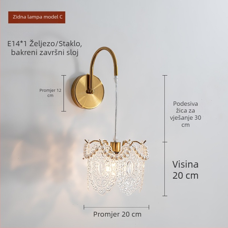 Zidna LED svjetiljka u francuskom stilu, luksuzni minimalistički dizajn za glavnu spavaću sobu, dnevnu sobu i radnu sobu, nordijski kreativni dizajn