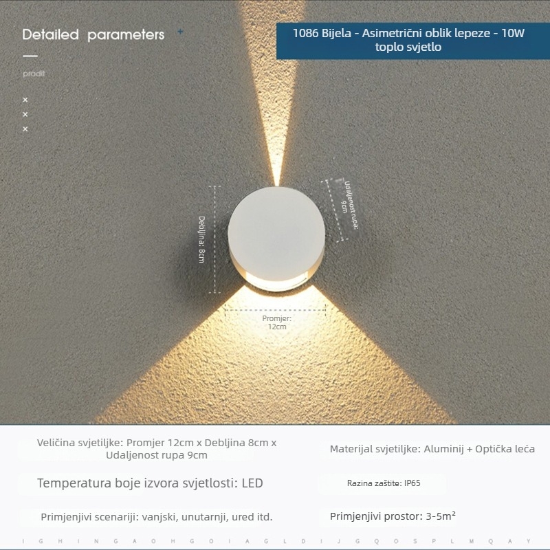 Vanjska vodootporna zidna svjetiljka – moderan minimalist LED ulazno svjetlo za hodnik i balkon