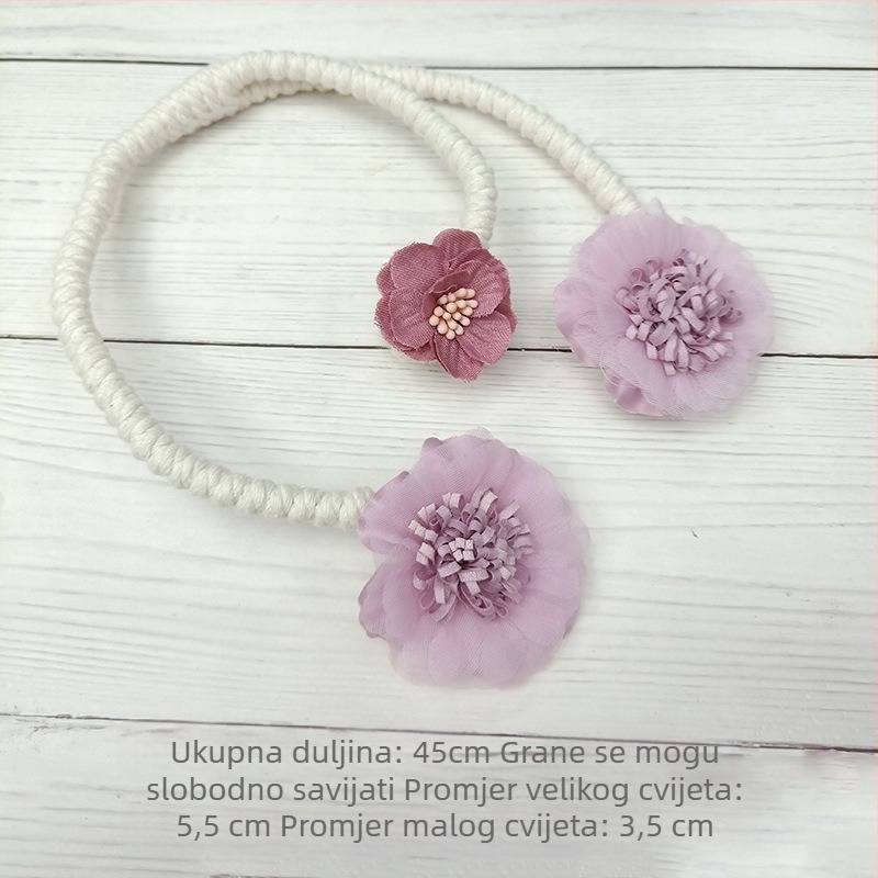 Zavjesa kaiš s cvjetnim uzorkom i kopčom, bez bušenja, za dnevni boravak