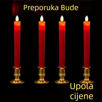 Crvena LED elektronička svijeća s plamenom, baterijsko napajanje, dugotrajan siguran plamen, bez dima, za useljenje i vjenčanje