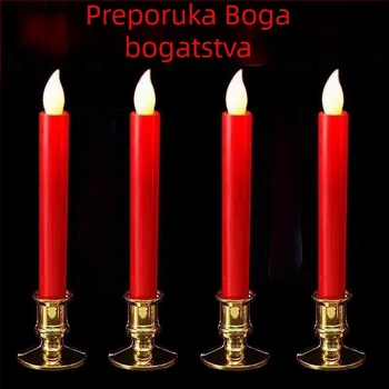 Crvena LED elektronička svijeća s plamenom, baterijsko napajanje, dugotrajan siguran plamen, bez dima, za useljenje i vjenčanje