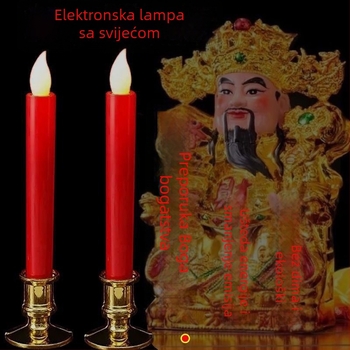 Crvena LED elektronička svijeća s plamenom, baterijsko napajanje, dugotrajan siguran plamen, bez dima, za useljenje i vjenčanje
