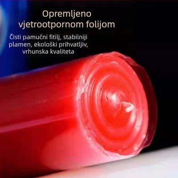 60-satna bezdimna crvena cilindrična svijeća za kućnu upotrebu, parafinski vosak
