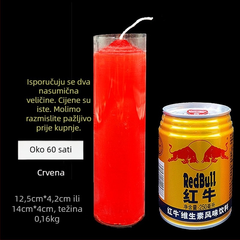 60-satna bezdimna crvena cilindrična svijeća za kućnu upotrebu, parafinski vosak