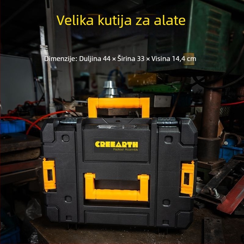 Izuzetno debela kutija za alat – skladište za električni odvijač, kutnu brusilicu i alate s litijskom baterijom