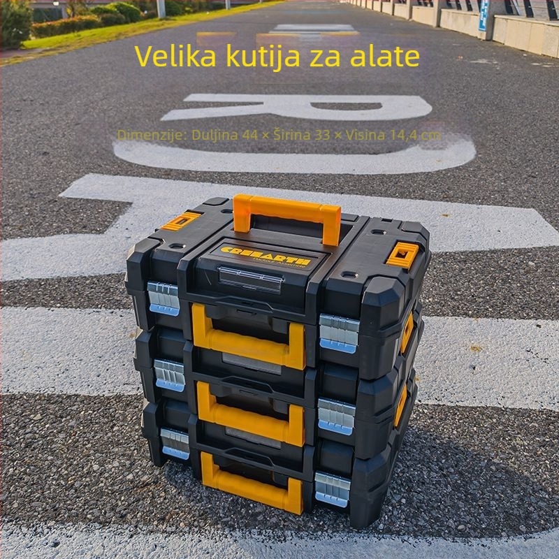 Izuzetno debela kutija za alat – skladište za električni odvijač, kutnu brusilicu i alate s litijskom baterijom
