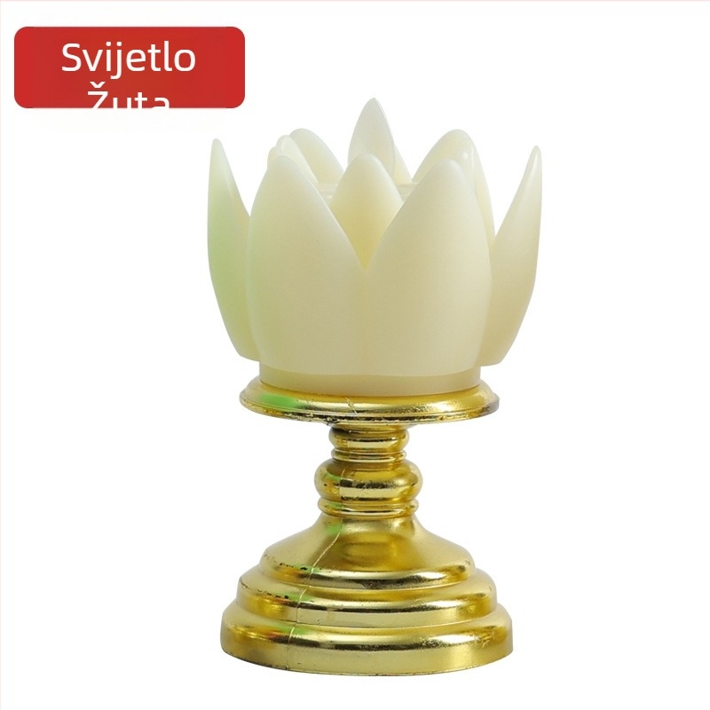 LED lotos ljuljačka svijeća za Buddha oltar, bezdimna elektronička svijeća