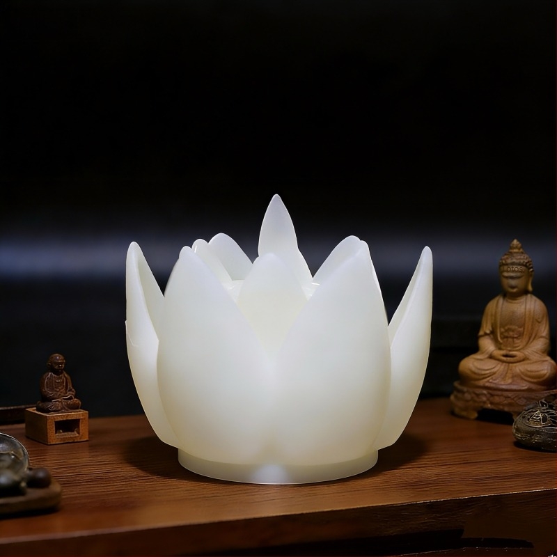 LED lotos ljuljačka svijeća za Buddha oltar, bezdimna elektronička svijeća