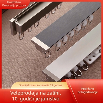 Aluminijska šina za zavjese – ravna šina, jednostruka i dvostruka šina, gornja i bočna montaža, tih klizni dio, rimska šipka