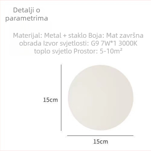 Sferna staklena zidna lampa – minimalistički dizajnerski stil, pogodna za dnevni boravak, spavaću sobu i kupaonicu