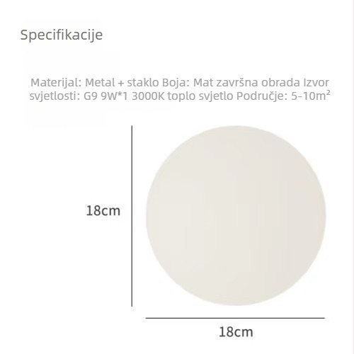 Sferna staklena zidna lampa – minimalistički dizajnerski stil, pogodna za dnevni boravak, spavaću sobu i kupaonicu