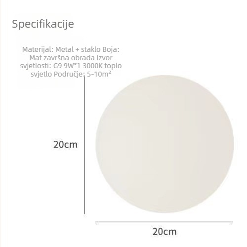 Sferna staklena zidna lampa – minimalistički dizajnerski stil, pogodna za dnevni boravak, spavaću sobu i kupaonicu