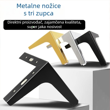 Trokrake metalne nogice za sofe, TV ormariće, kupaonske ormariće i ormariće za cipele; željezo, moderan minimalistički dizajn, elektroplatiranje i praškasti premaz