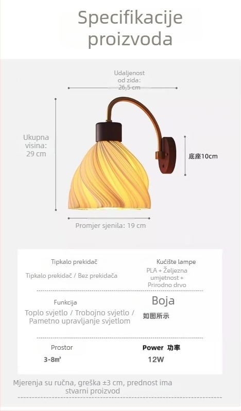 Zidna lampa za spavaću sobu, vintage stil s francuskom inspiracijom
