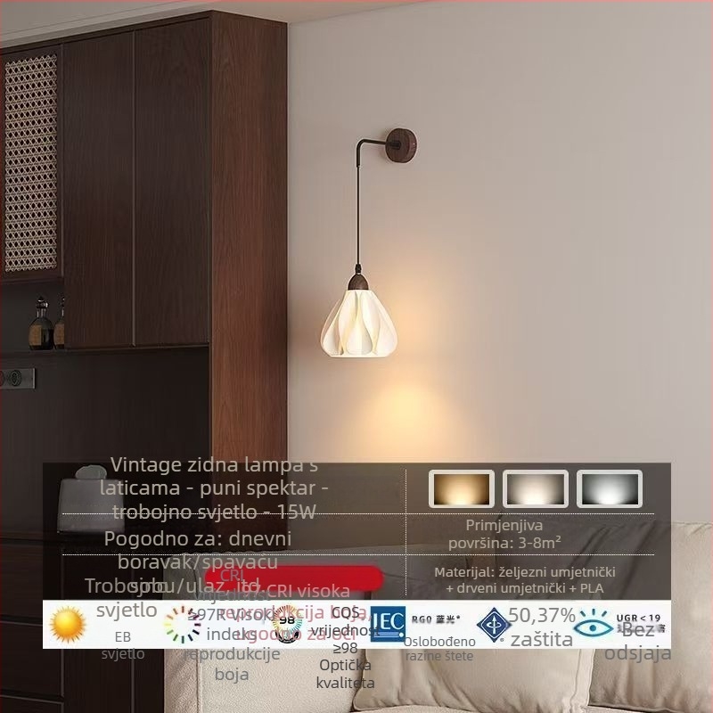 Zidna lampa za spavaću sobu, vintage stil s francuskom inspiracijom