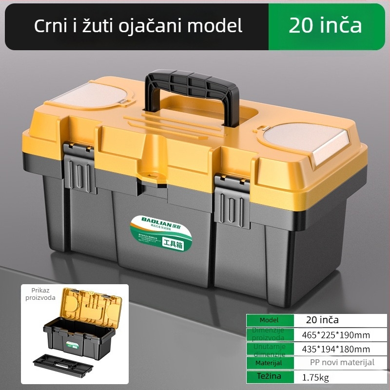 Velika prijenosna kutija alata za elektrikare, industrijske klase, otporna na padove, višefunkcionalna