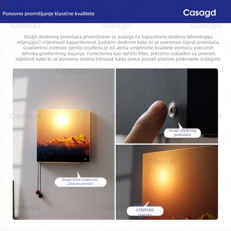 Casagd Sunset zidna svjetiljka – visina prilagodljiva, vintage stil, za hodnik, dnevni boravak i spavaću sobu