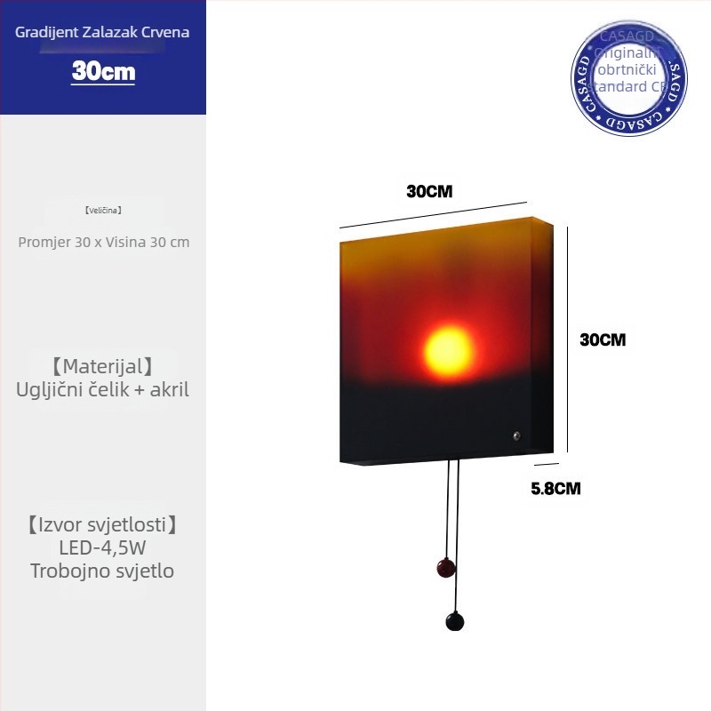 Casagd Sunset zidna svjetiljka – visina prilagodljiva, vintage stil, za hodnik, dnevni boravak i spavaću sobu