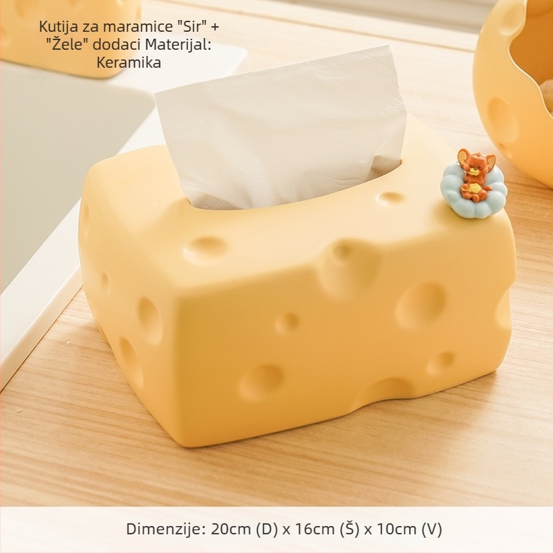 Keramička kutija za papirnate ubruse krem boje, sladak dizajn, dekorativni dodatak za blagovaonu, dnevnu sobu ili toaletni stol